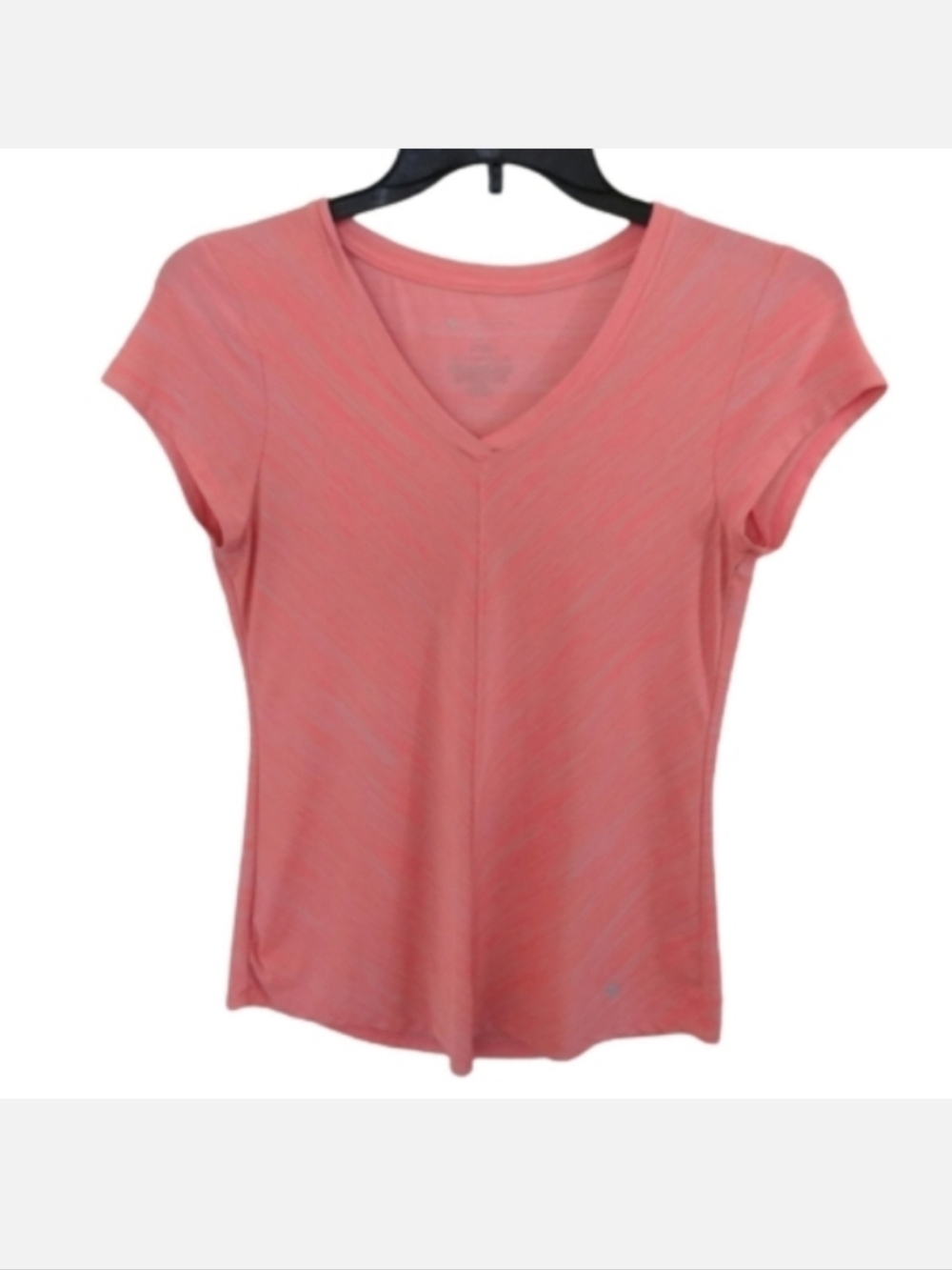 Bally Total Fitness Orange Pink V-neck Sportswear Active Casual T-shirt Top - Picture 2 of 11